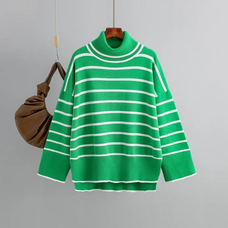 Belle Striped Turtleneck Pullover