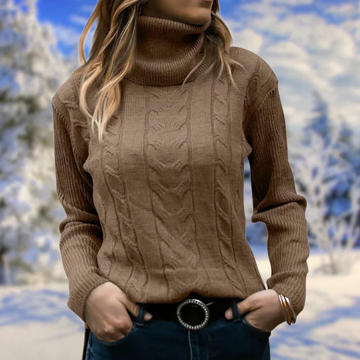 Jumper with long collar and long sleeves for women