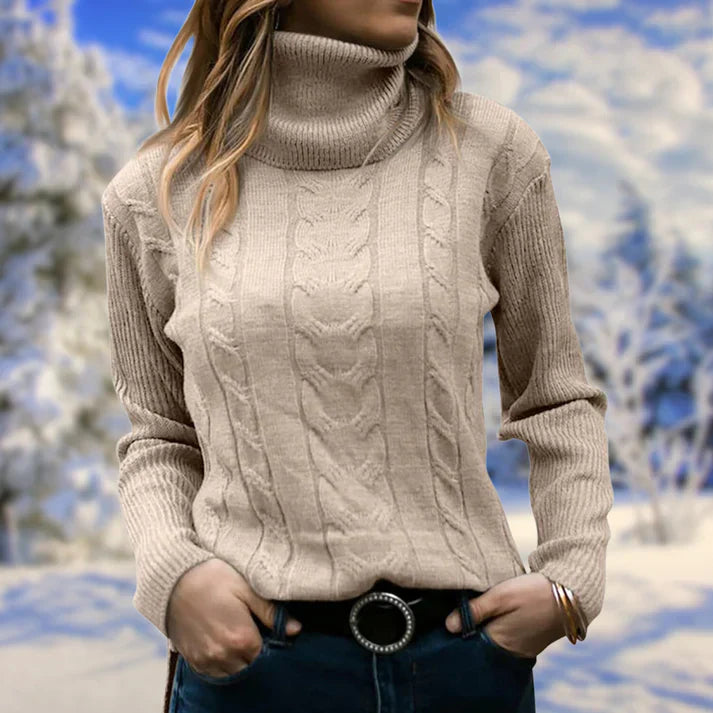 Jumper with long collar and long sleeves for women