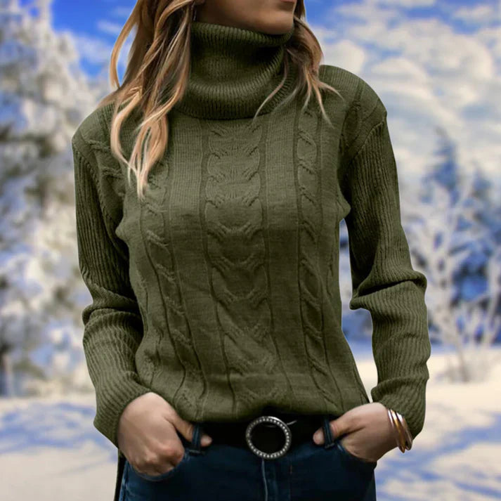 Jumper with long collar and long sleeves for women