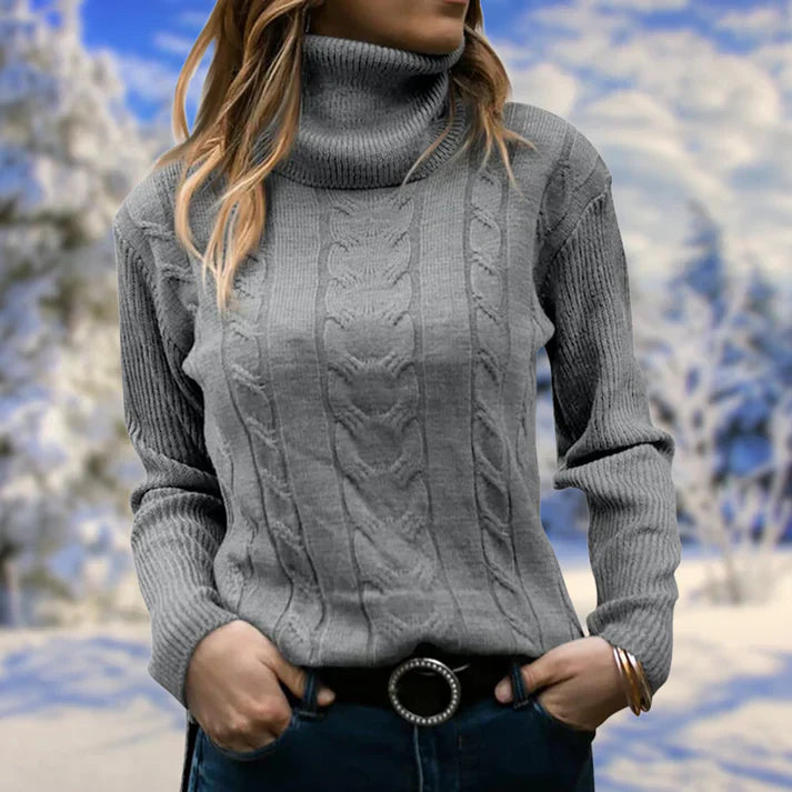 Jumper with long collar and long sleeves for women