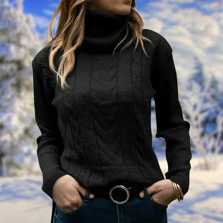 Jumper with long collar and long sleeves for women