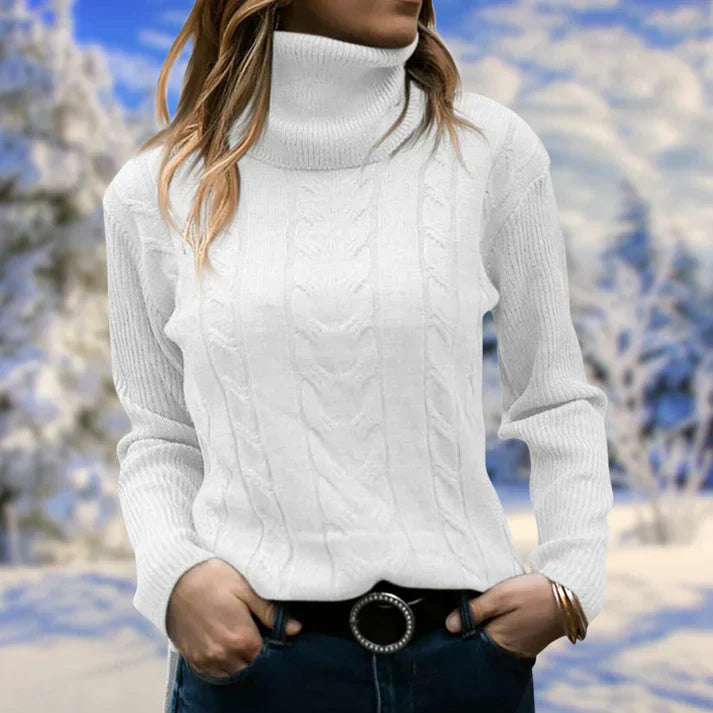 Jumper with long collar and long sleeves for women