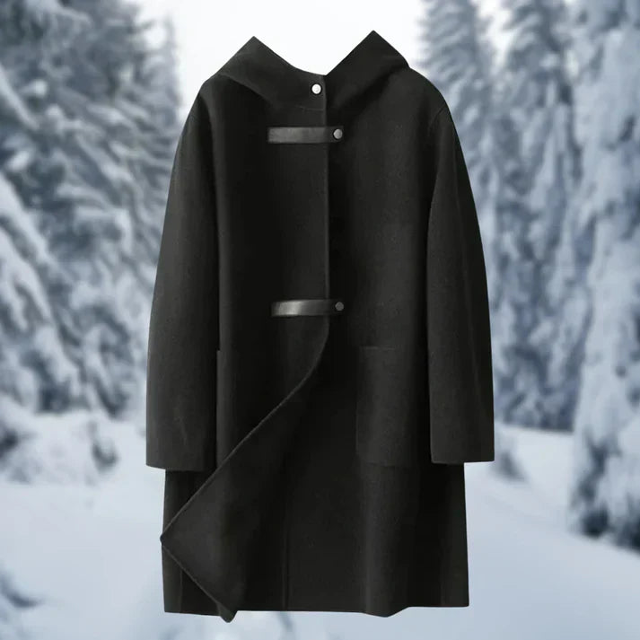 Fashionable double-sided cashmere coats with hood for women