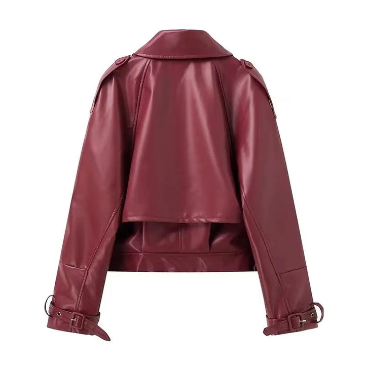 Redou | wine red oversized leather jacket - stylish and tough