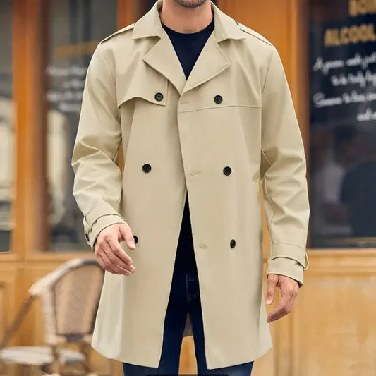 Classic winter trench coat with double buttons - leon