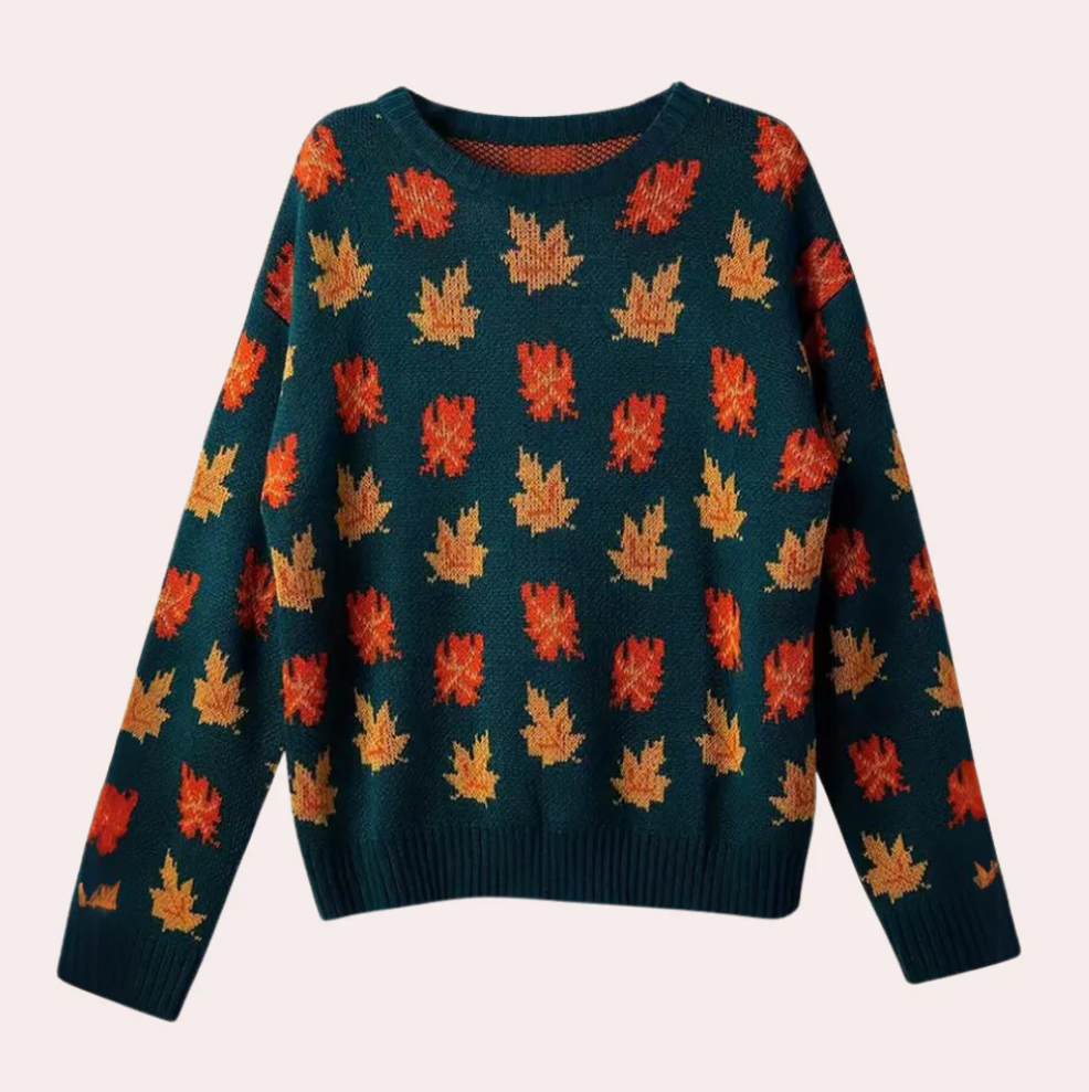 Nerina - women's knitted jumper with leaf pattern