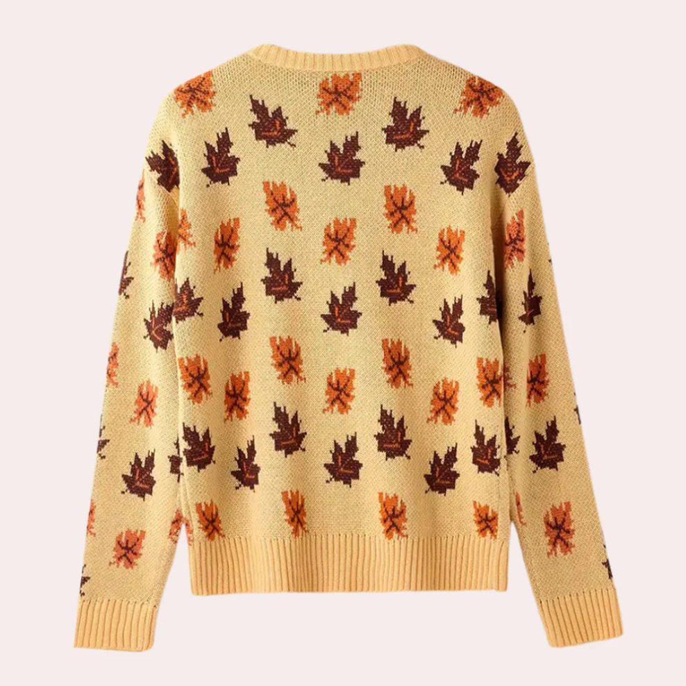 Nerina - women's knitted jumper with leaf pattern