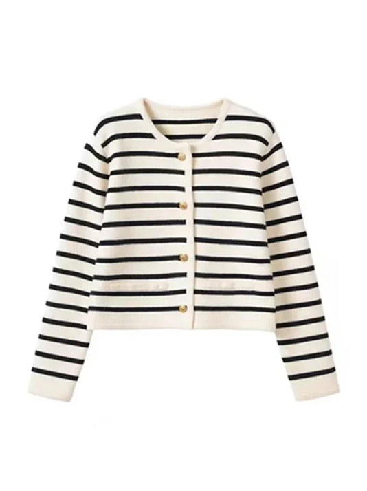 Stella l sweater with o-neck and stripes