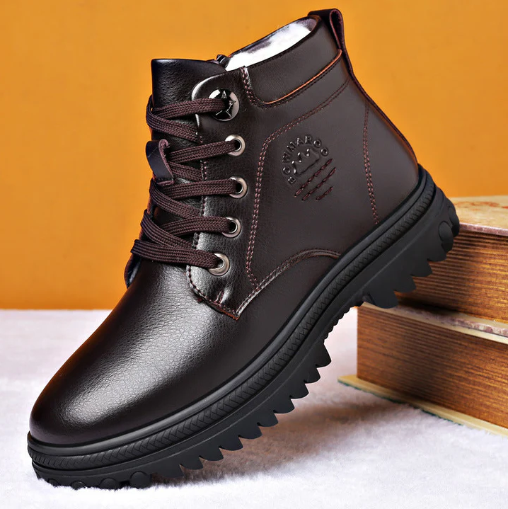 Winter boots - warm, waterproof leather men's boots