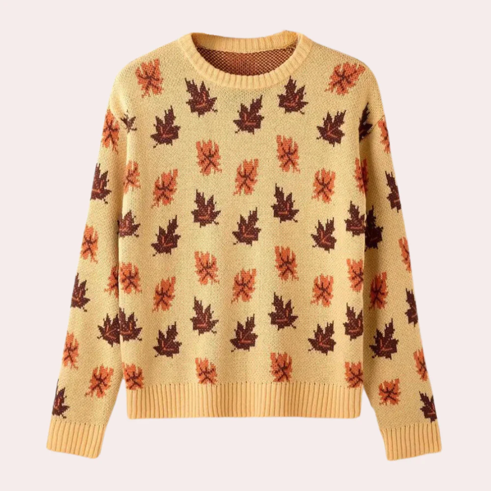 Nerina - women's knitted jumper with leaf pattern