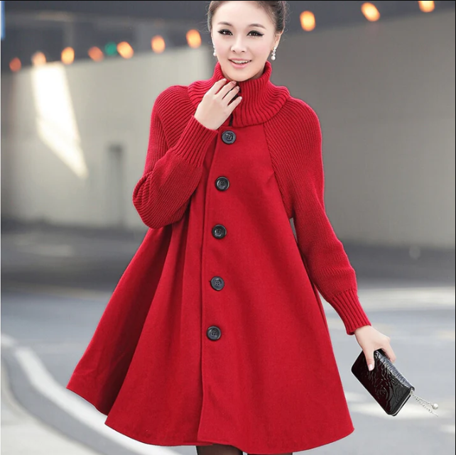 Winter coat with button closure and turtleneck - roswitha