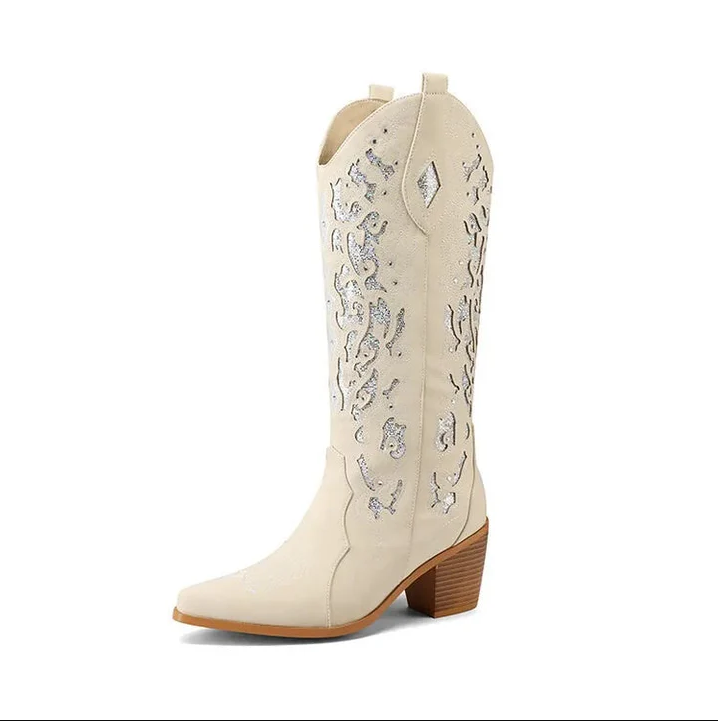 Celine | western cowboy ankle boots with embroidery and heel