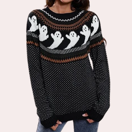 Cousins - cosy jumper with ghost pattern for ladies