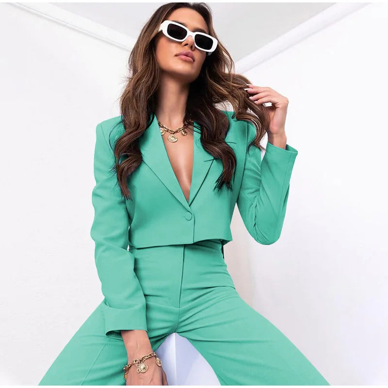 Pia Cropped Blazer and Pants Suit