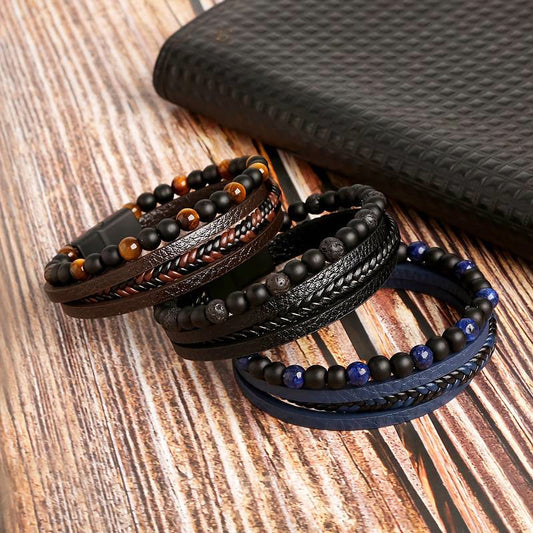 Theros Leather Beaded Bracelet