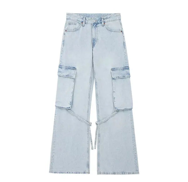 Jessamine l wide jeans with lace-up closure