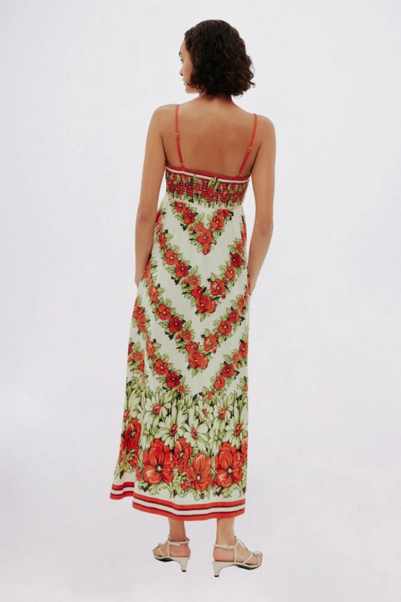 Tristane Spaghetti Floral Maxi Dress In Red