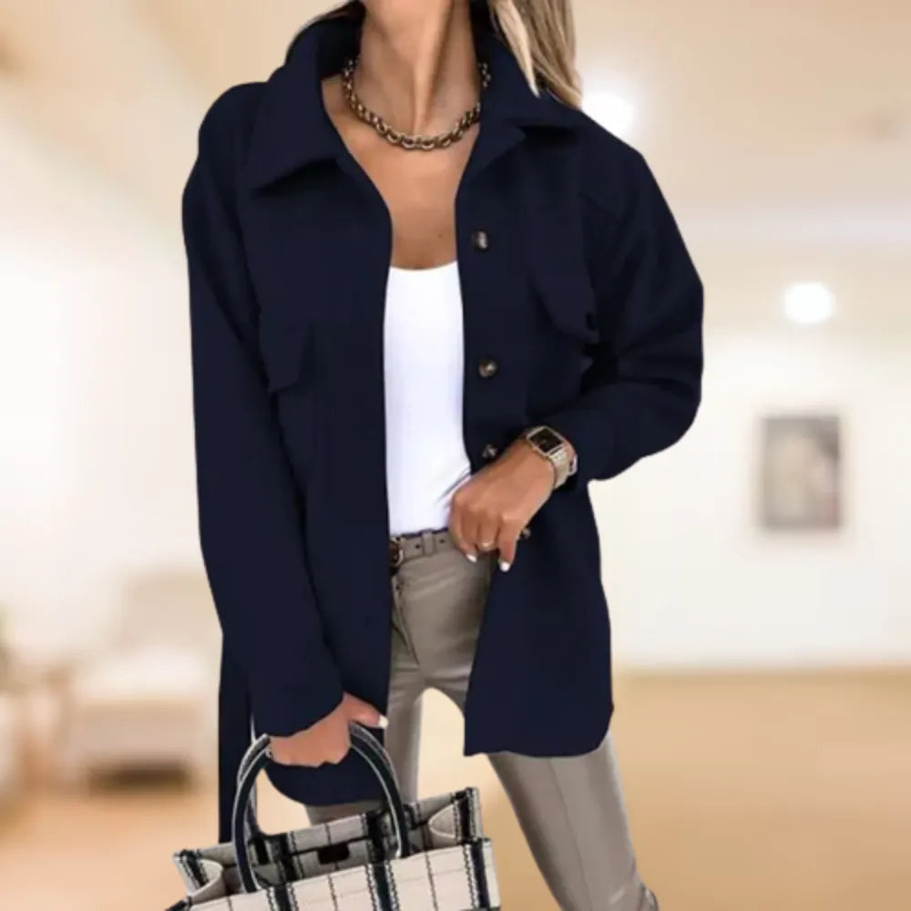 Classic women's coats with polo buttons for autumn & winter