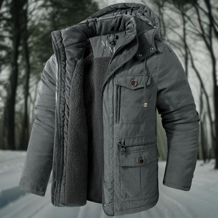 Warm men's winter coat with feel-good factor