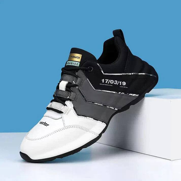 Sports shoes made of high-quality fabric in black and white for men