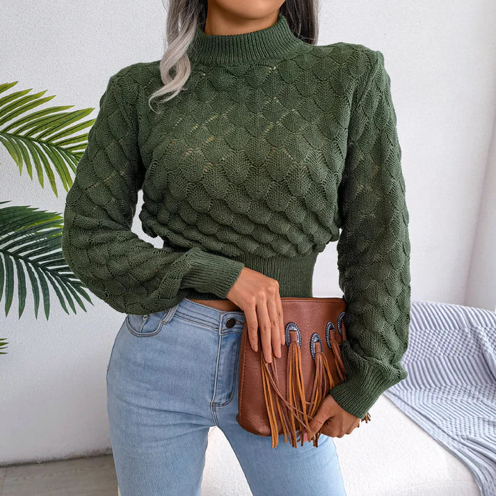 Knitted top with turtleneck for women - lieselotte