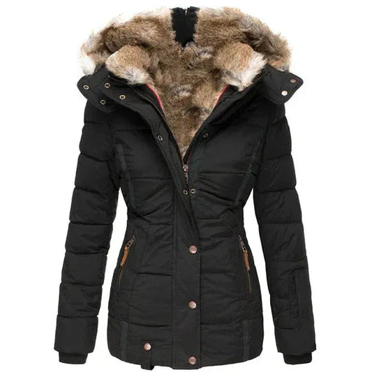 Women's winter coats with detachable fur collar - warm and stylish