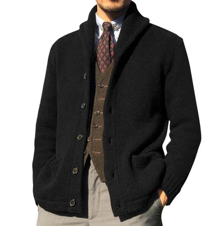 Classic knitted men's jacket with buttons