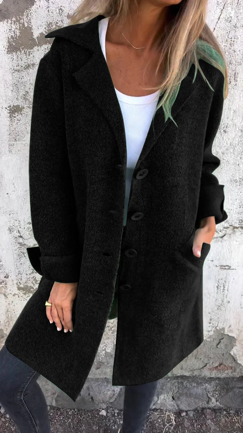 Isabella - casual long coat with cuffs