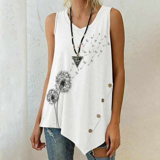 Irregular Dandelion Print Tank Top