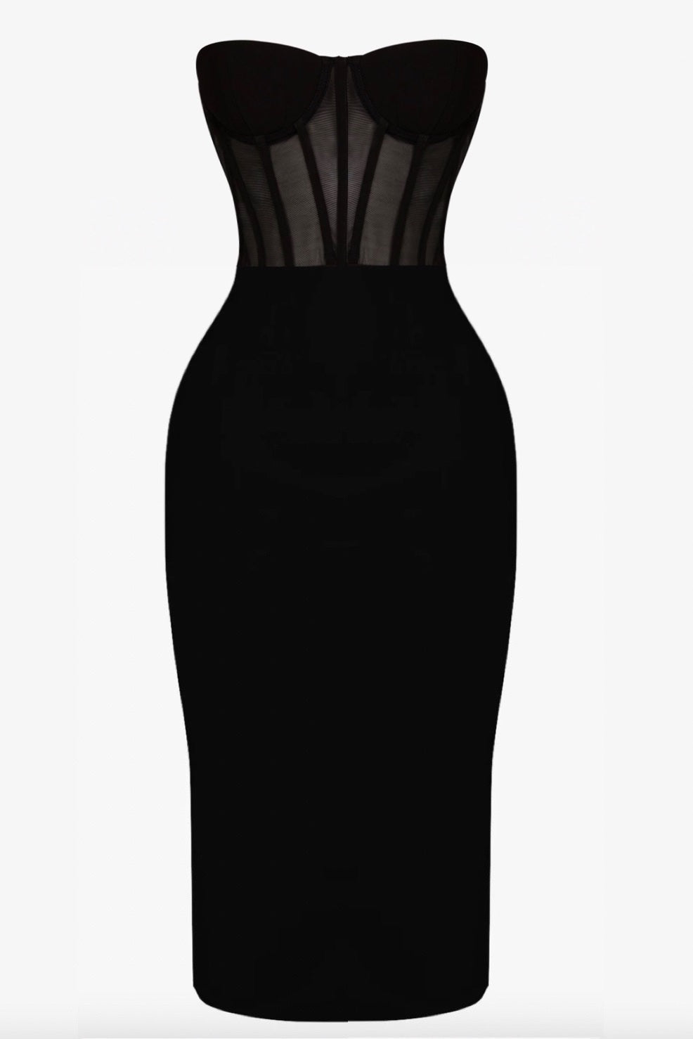 GRACE - Black Strapless Mesh Corset Mini Dress