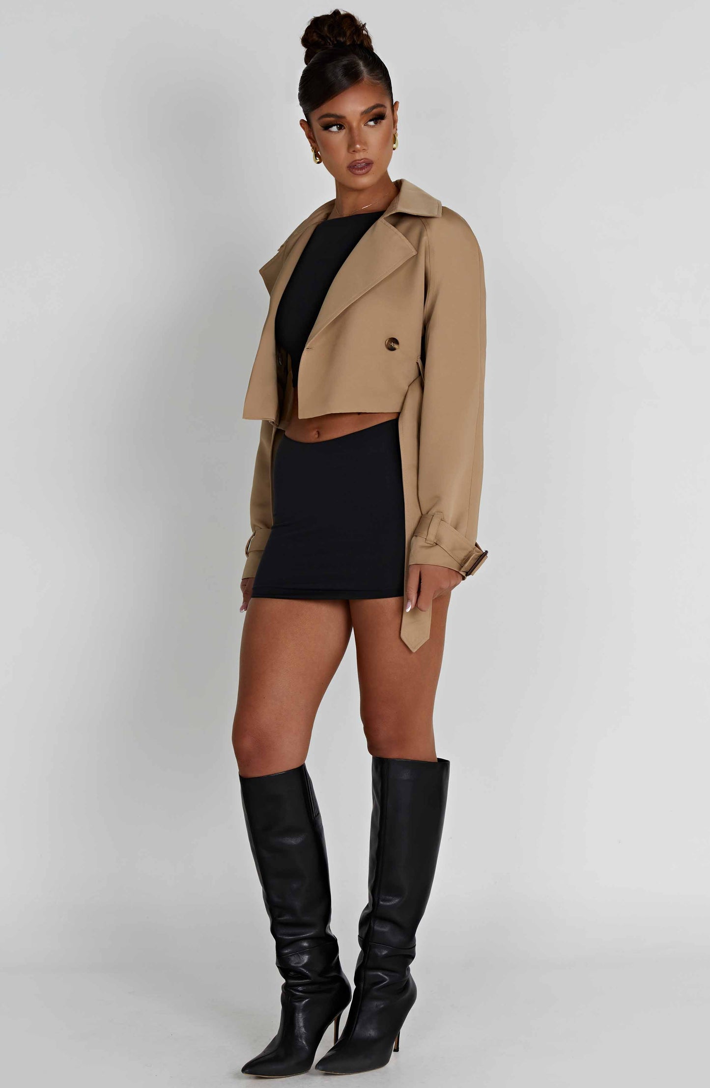 CIARA CROPPED TRENCH COAT - BEIGE