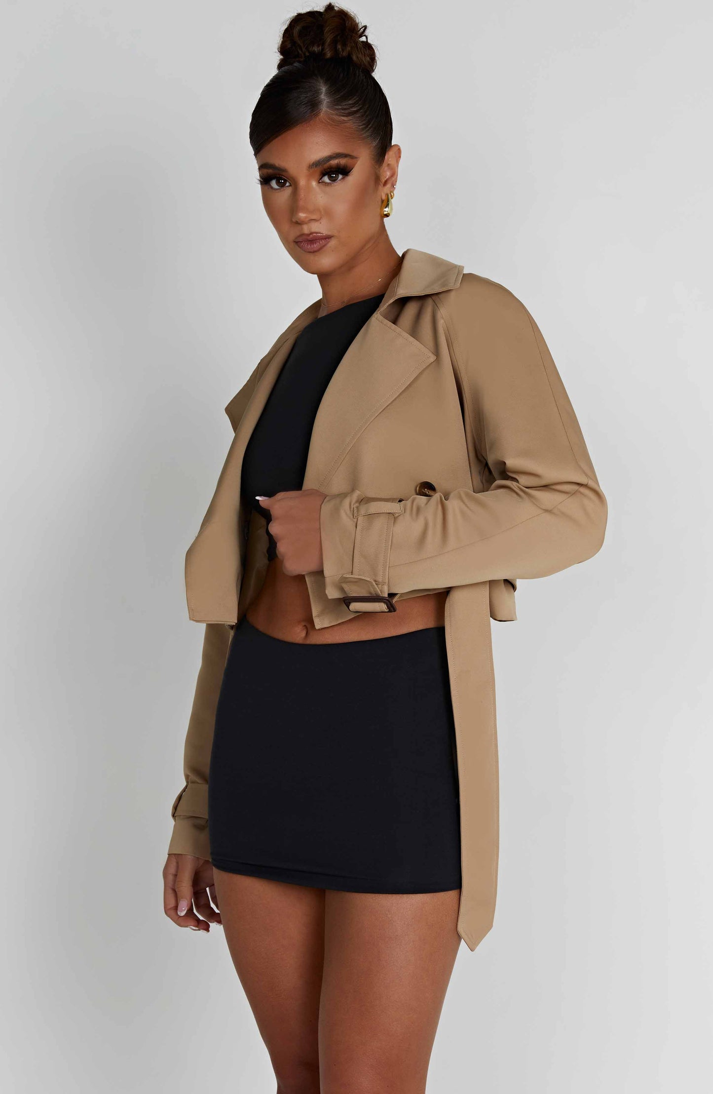 CIARA CROPPED TRENCH COAT - BEIGE