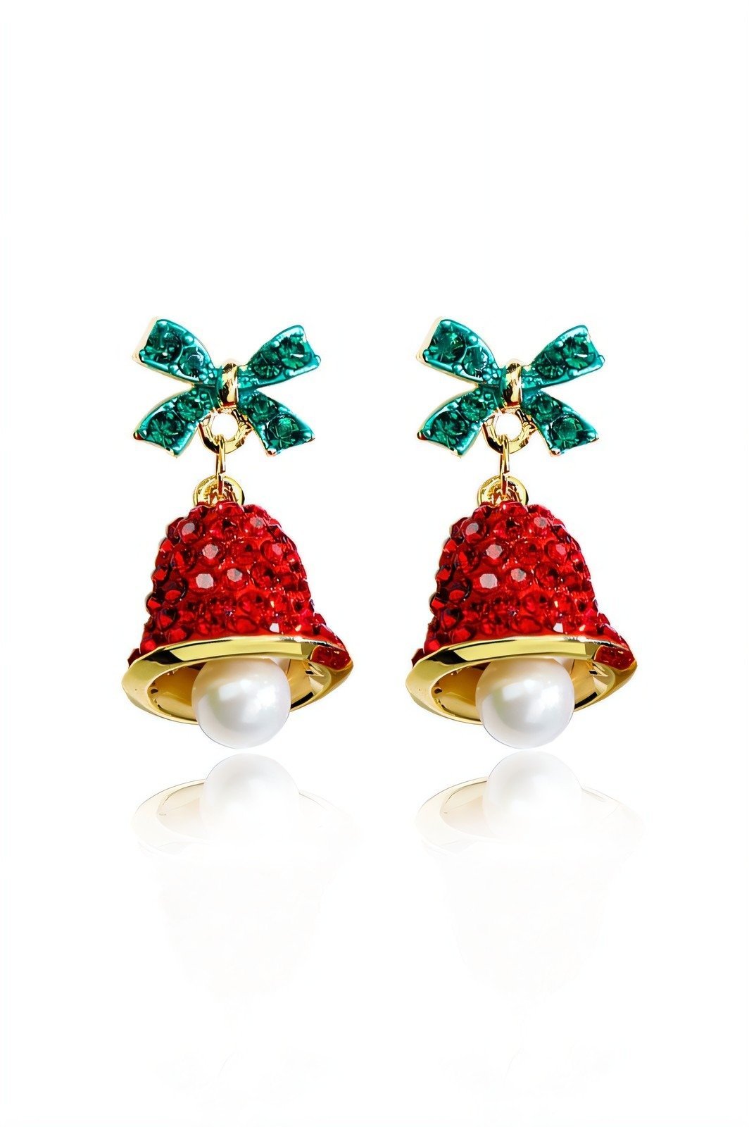 Christmas Bowknot Jingle Bell Drop Earrings