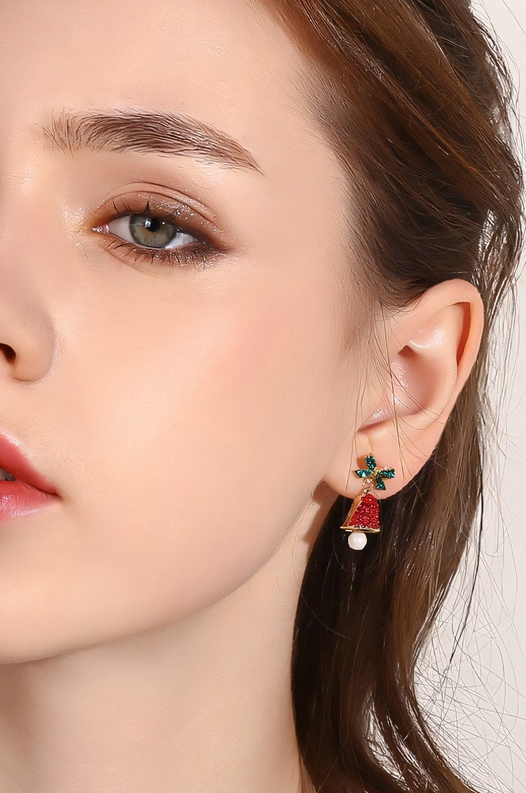 Christmas Bowknot Jingle Bell Drop Earrings