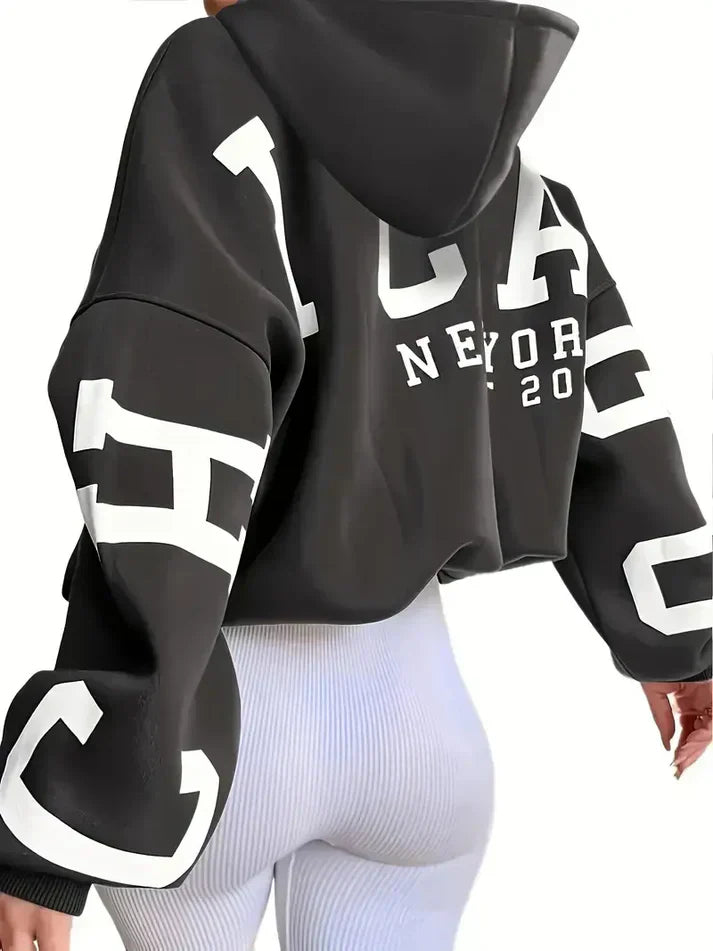 Oversized jumper with long sleeves and text logo on the sleeve