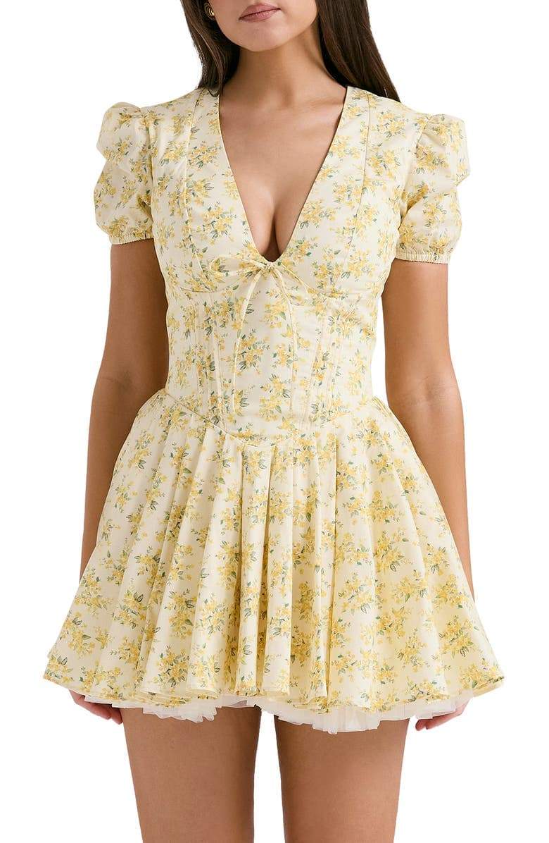 Emily Floral V-neck Corset Mini Dress