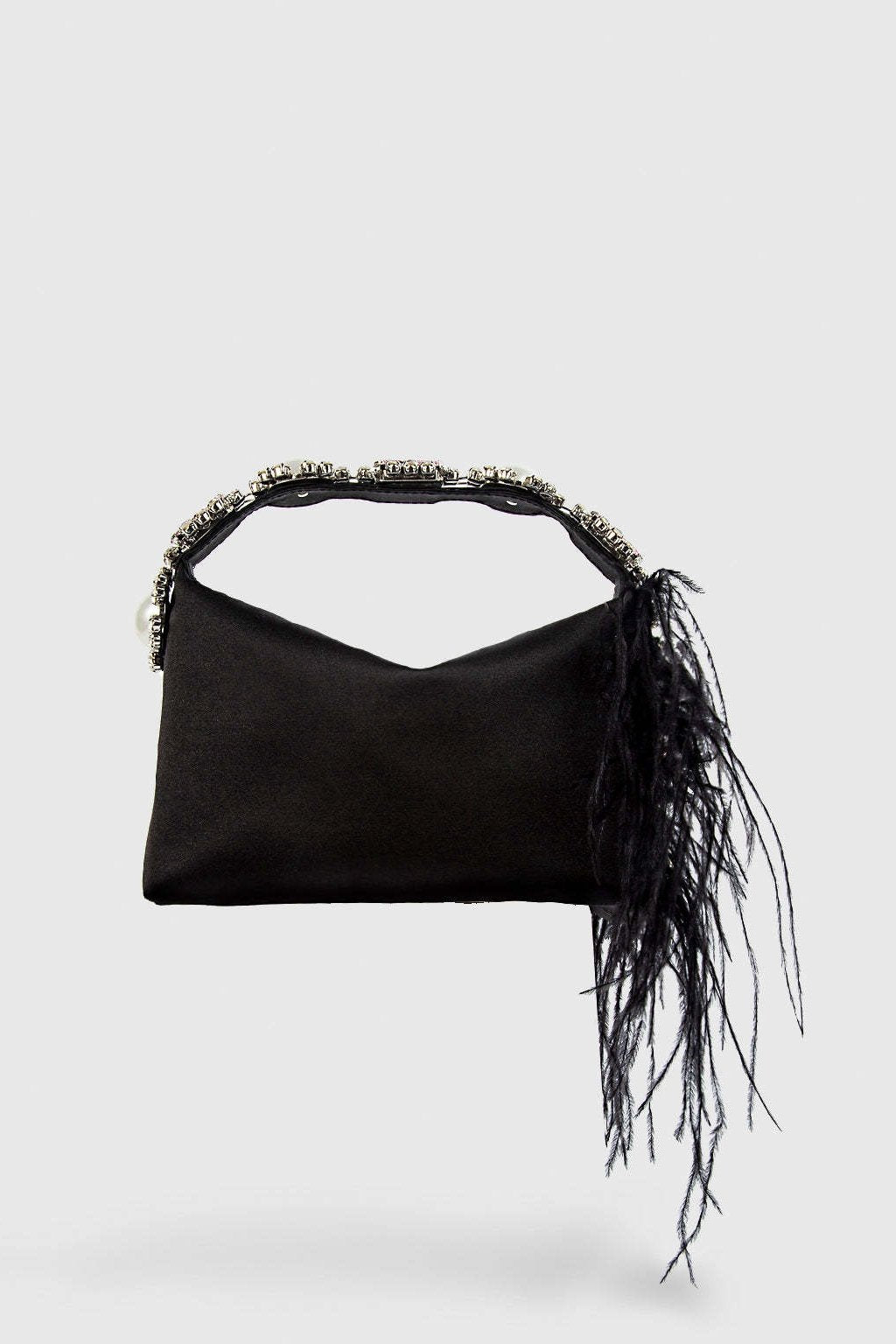 Feather Diamante Satin Bento Bag