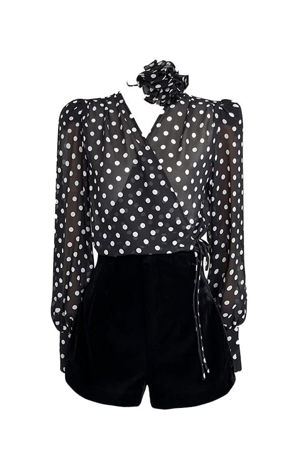 Gilda Polka Dot Long Sleeve Blouse