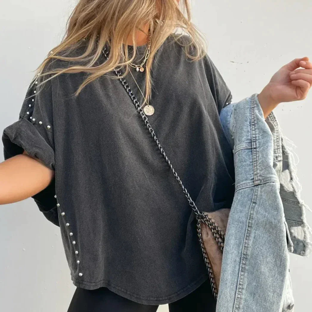 Hannah - Studded Oversized Tee