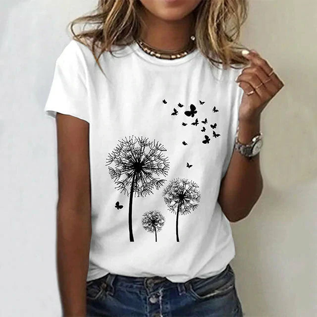 Dandelion Print Casual T-Shirt