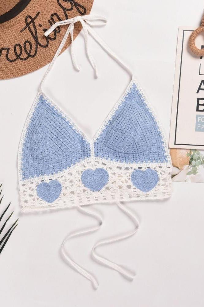 Josie Crochet Heart Bra Top