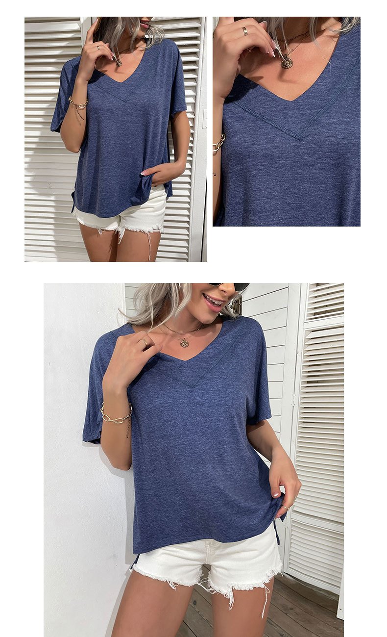 Women's Solid Color Loose Short Sleeve Casual T-Shirt 45982525YM