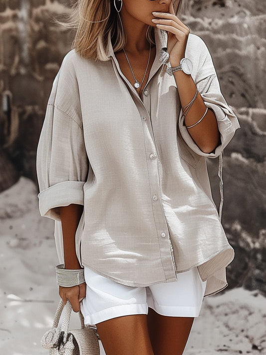 Cotton Long-sleeved Resort Shirt