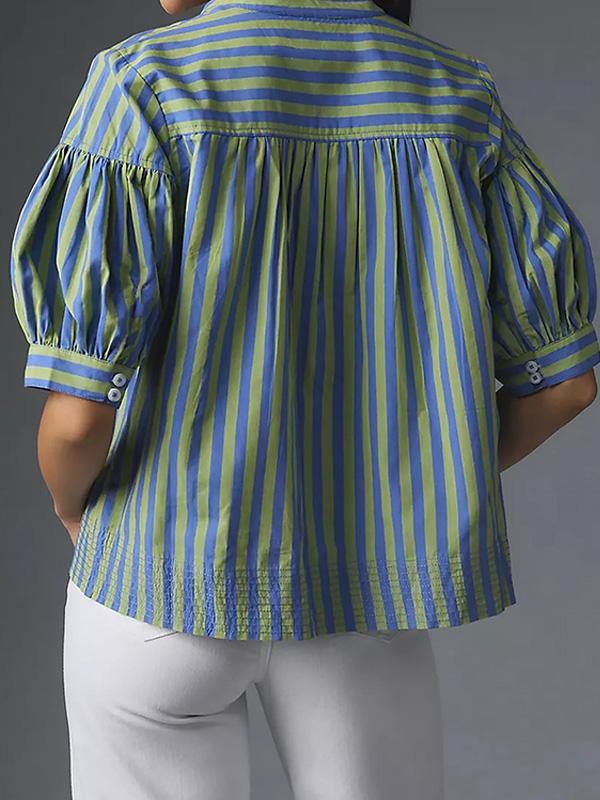 V-neck Striped Stitching Everyday Versatile Top