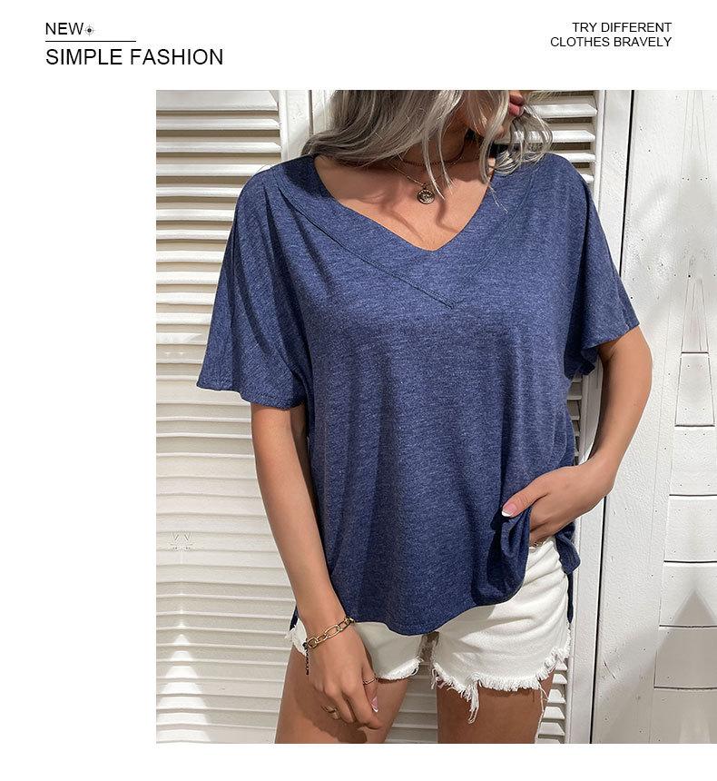 Women's Solid Color Loose Short Sleeve Casual T-Shirt 45982525YM