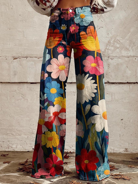 Emilia - wide floral trousers