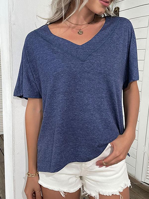 Women's Solid Color Loose Short Sleeve Casual T-Shirt 45982525YM