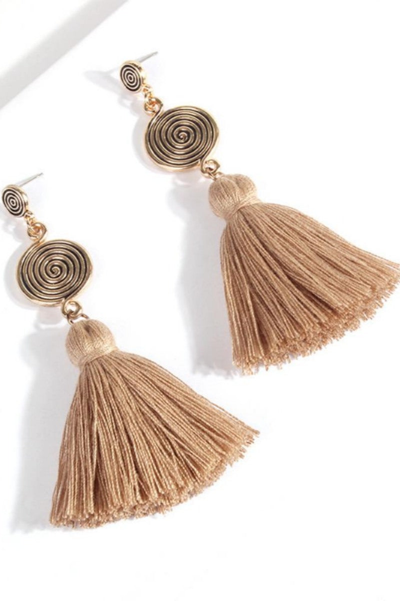 Kanna Whirlpool Tassel Earrings