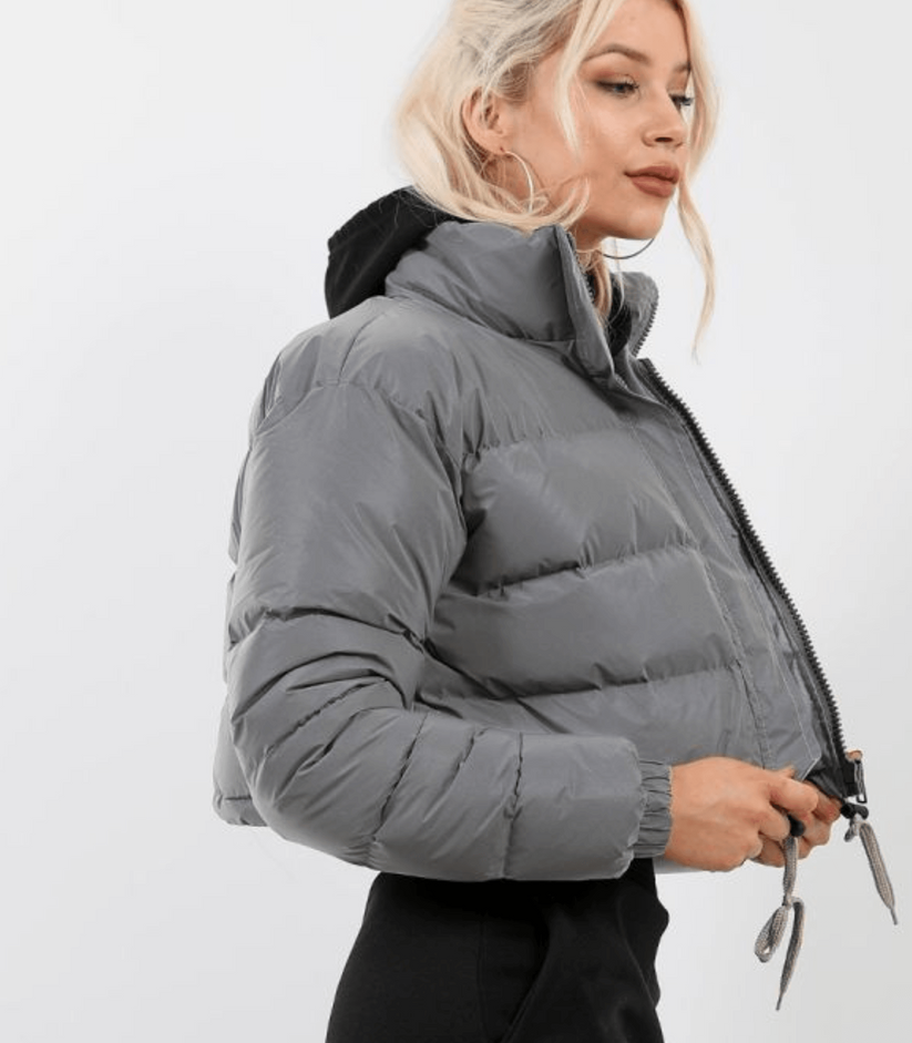 Short puffer jacket with drawstring - carry